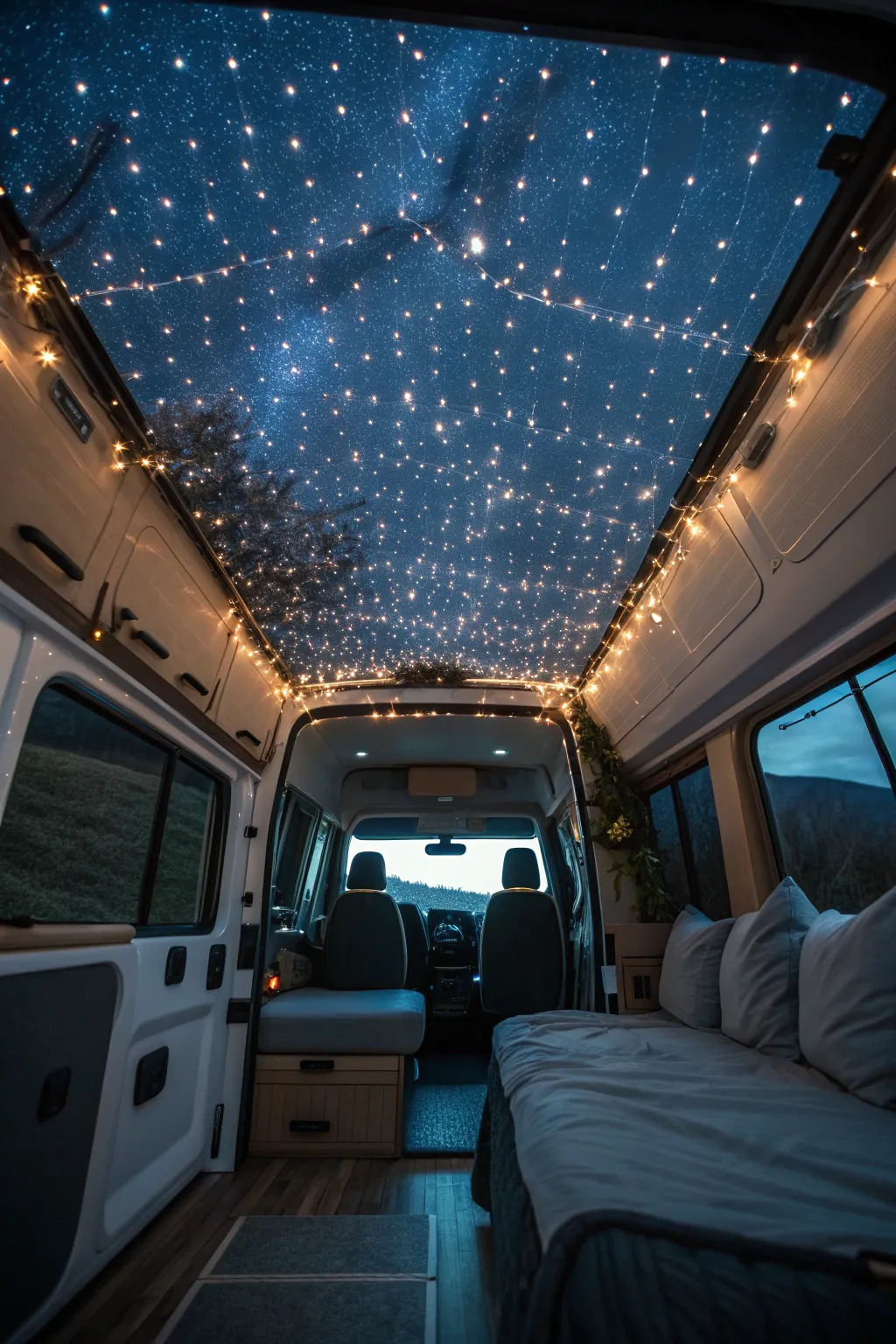 Sleep under the stars with a touch of modern elegance in your campervan.