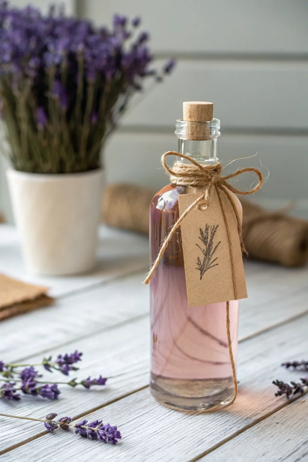 Elevate your drinks with the artisanal touch of homemade lavender syrup.