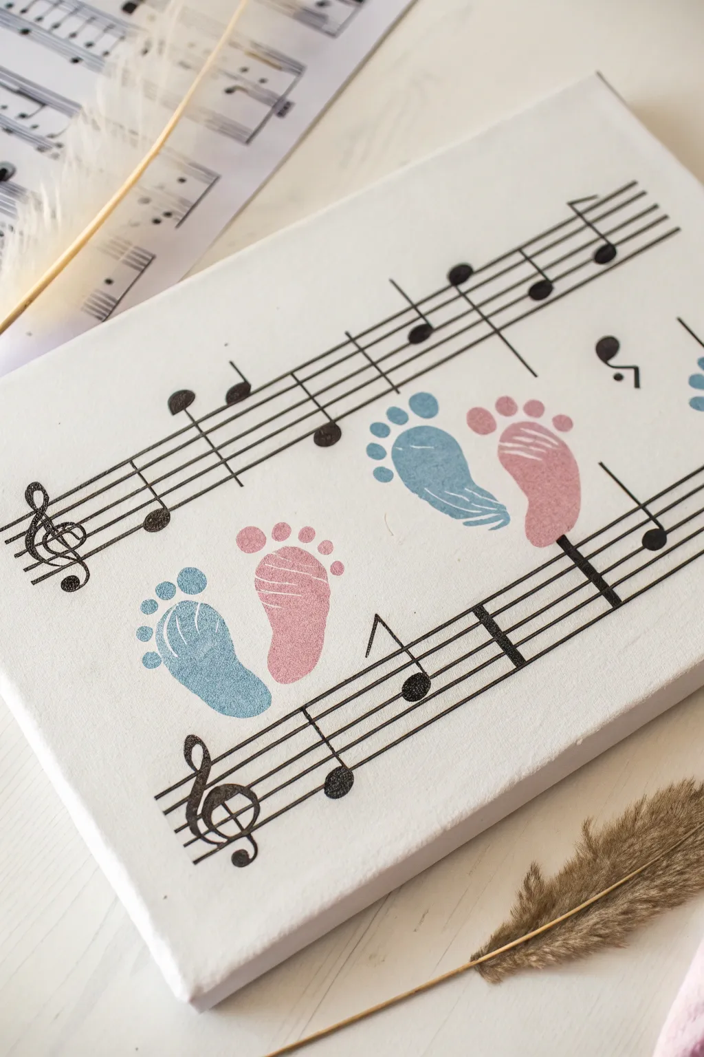 Compose a symphony of memories with your baby's first steps. 🎶👣 #FootprintArt #BabyKeepsakes