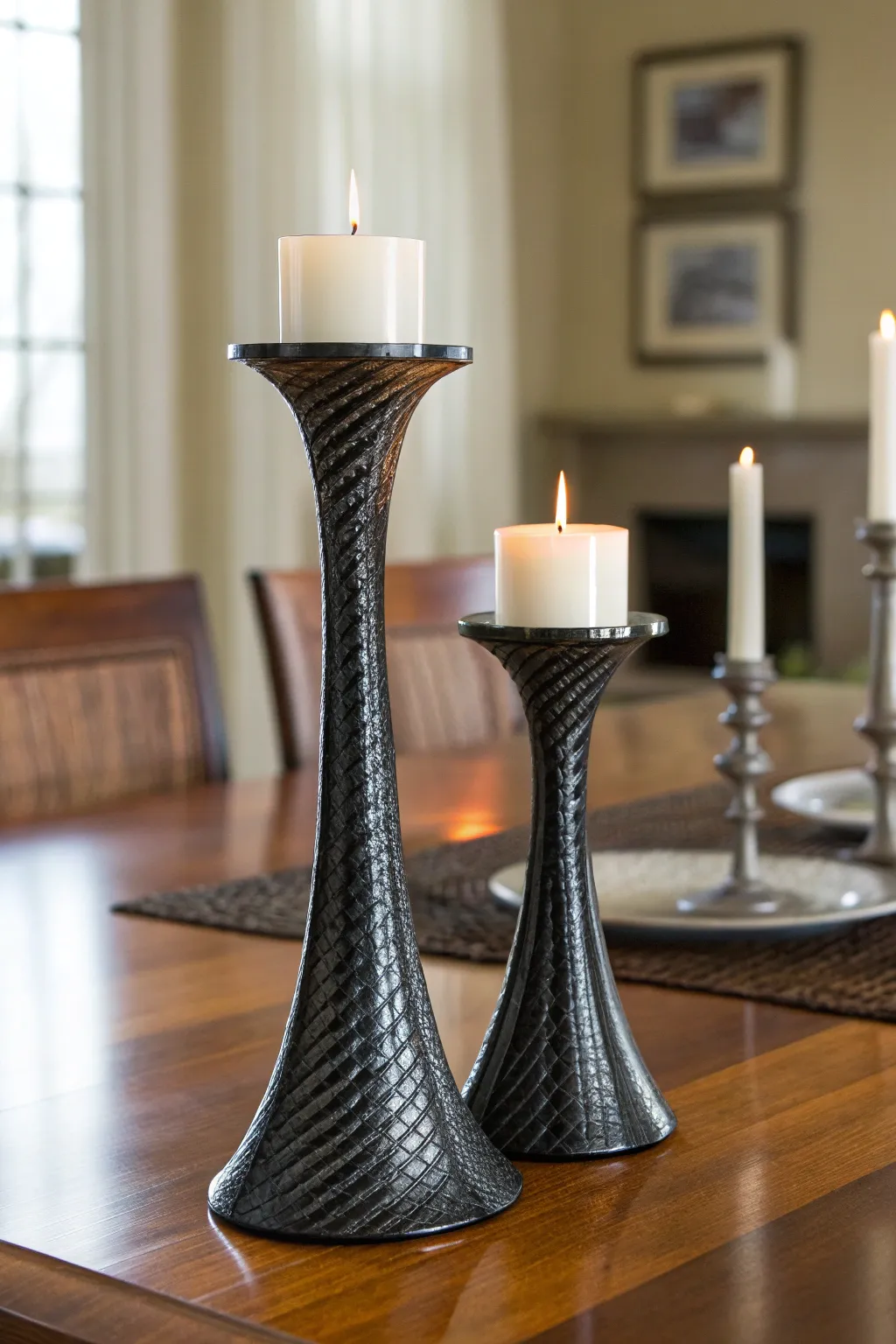 Elevate your dining experience with the sophisticated allure of carbon fiber candle holders.