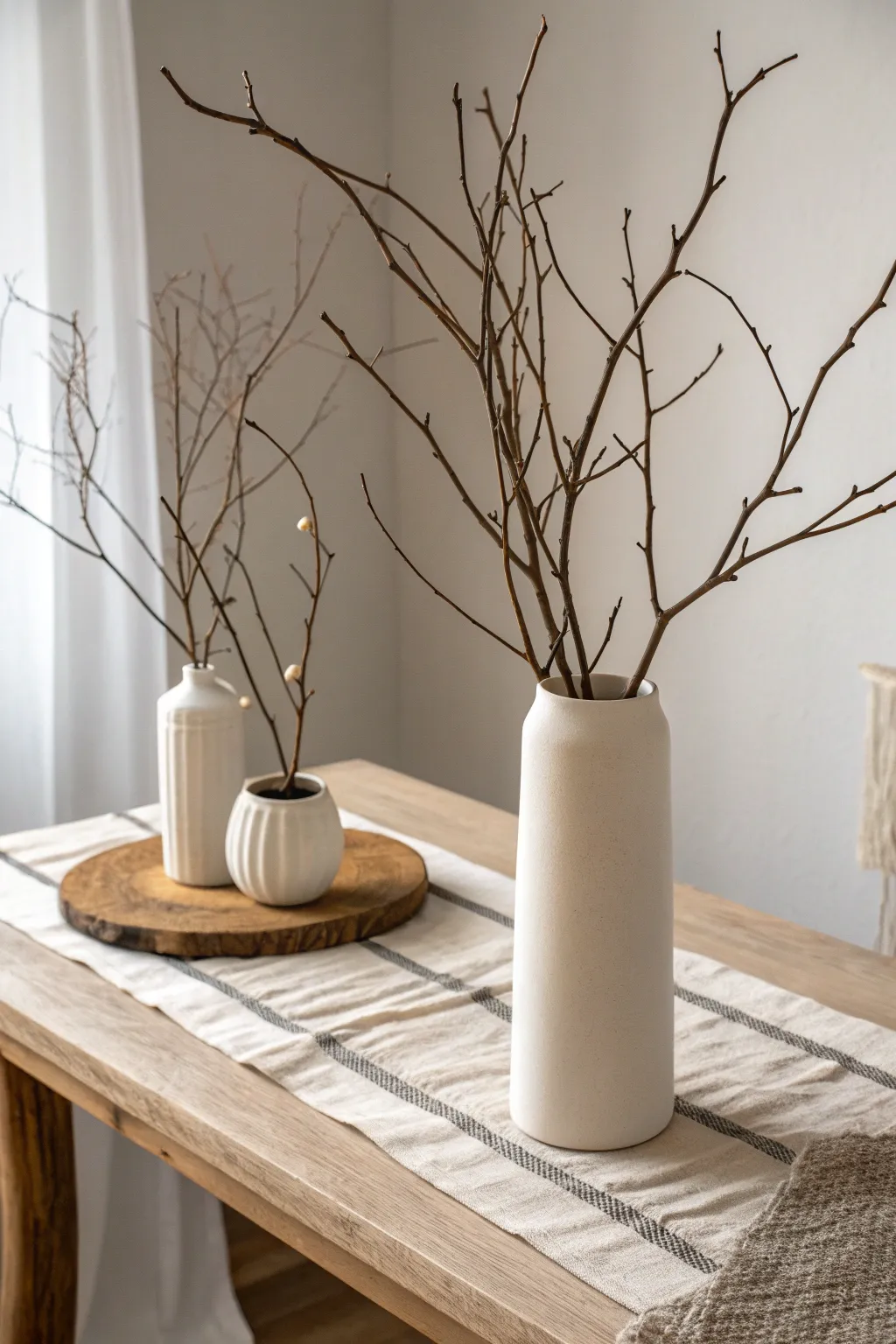 Embrace the beauty of simplicity with a minimalist branch display that speaks to the soul.