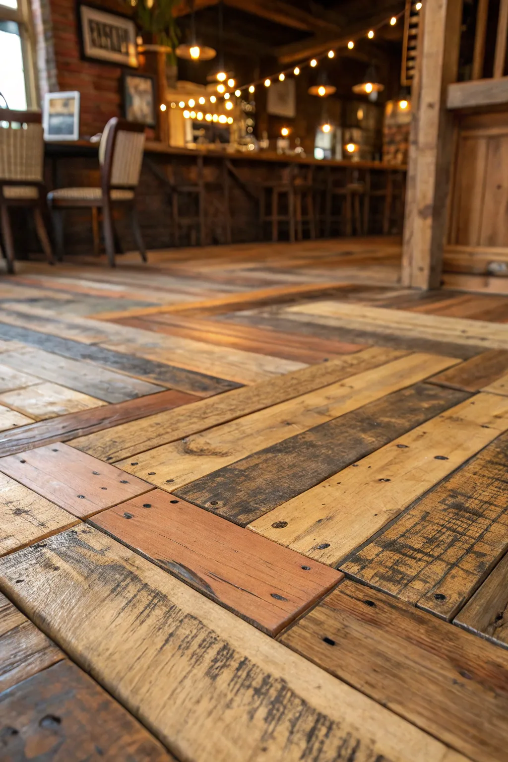 Transform your space with the rustic charm of a pallet wood floor.