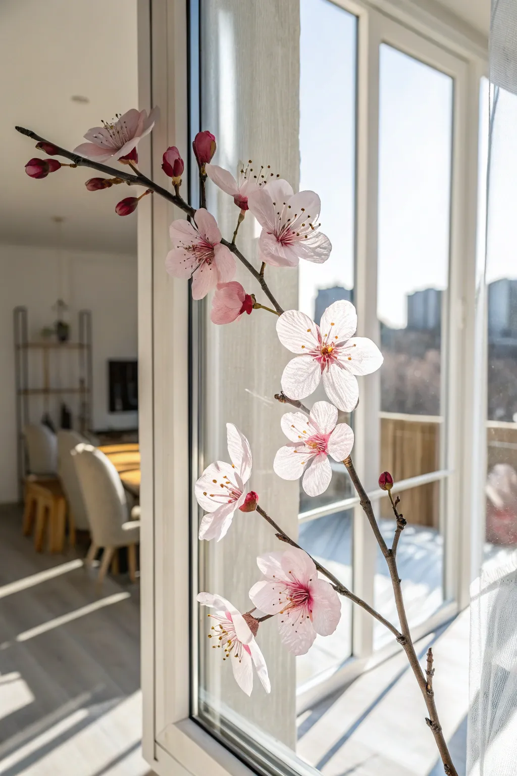 Brighten your windows with the delicate beauty of cherry blossom clings, where minimalist design meets nature's elegance.