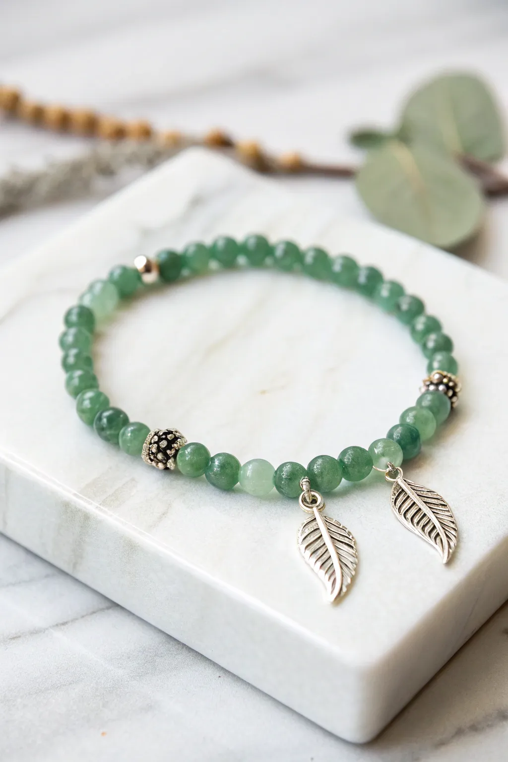Embrace the season with this nature-inspired green bracelet, a perfect blend of minimalist and Boho charm.
