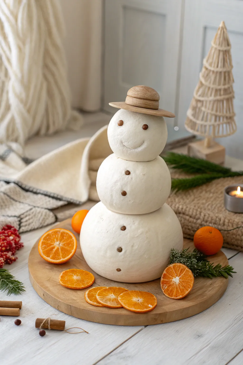 Elevate your holiday decor with a tropical twist on the classic snowman. Perfect for adding a touch of whimsy and warmth to your minimalist space.