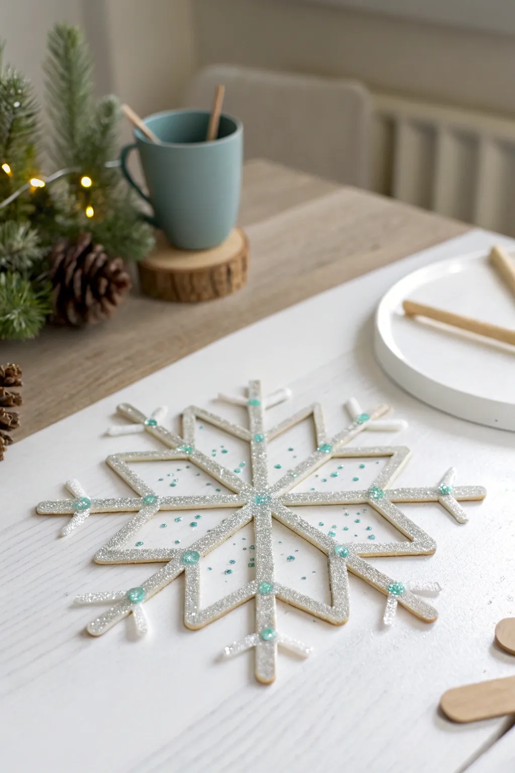 Embrace the beauty of simplicity with handcrafted snowflake art.