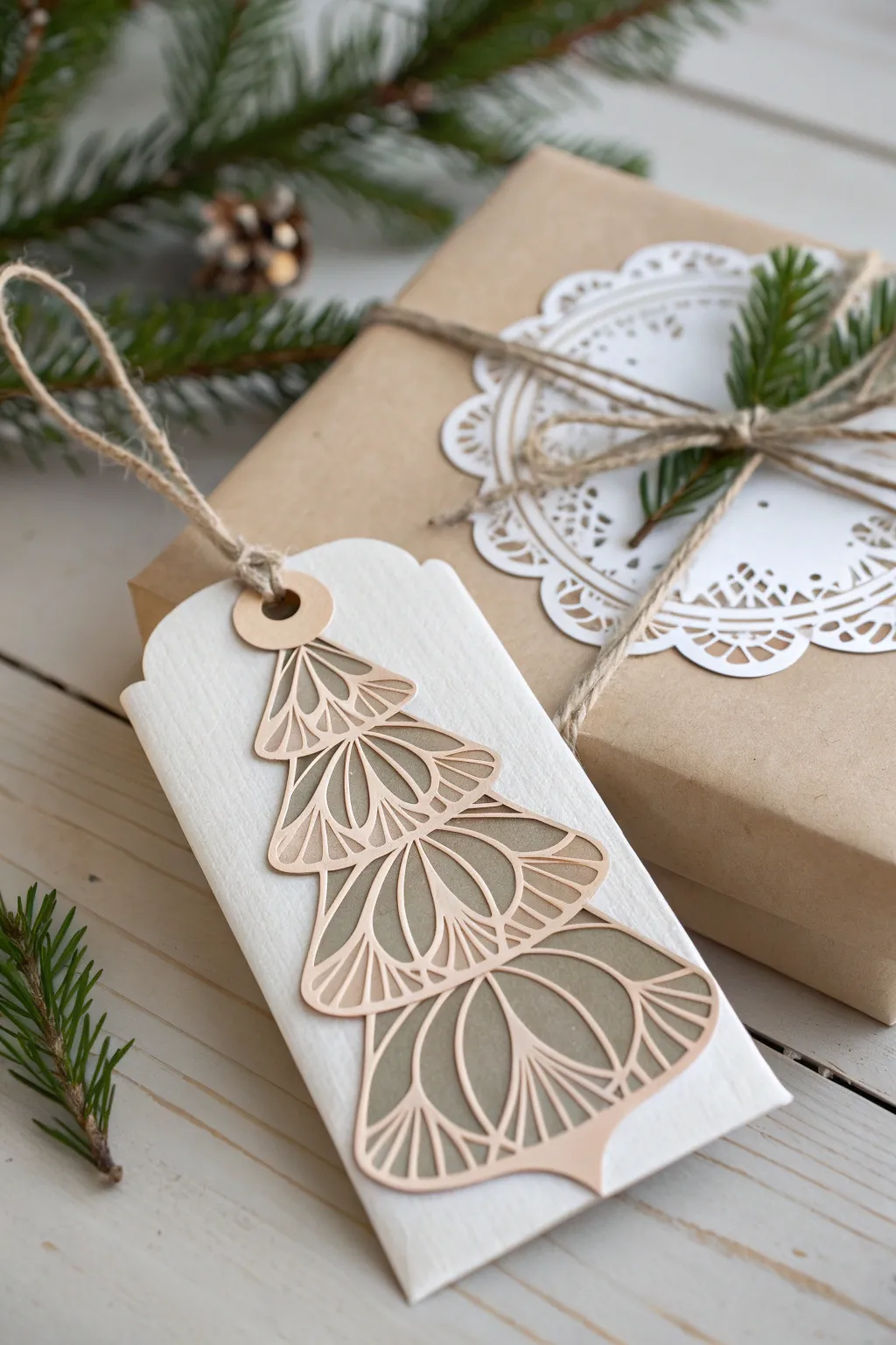 Elevate your holiday gifts with exquisite 3D paper art tags that blend minimalist elegance with a boho flair.