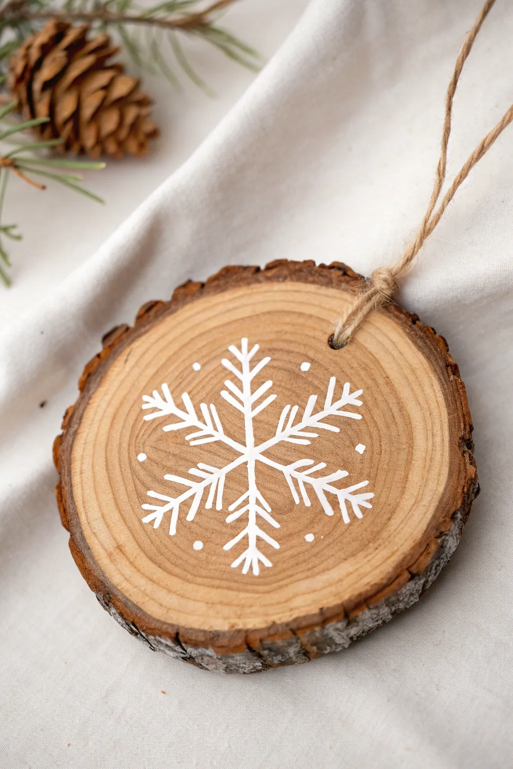 Embrace the beauty of simplicity with handcrafted wood slice ornaments this Christmas.