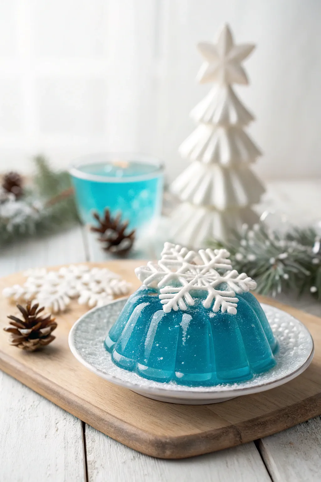 Add a touch of winter magic to your dessert table with this stunning Snowflake Sparkle jello.