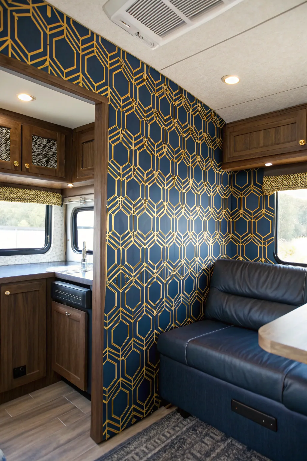 Transform your RV interior with bold removable wallpaper for an instant style upgrade.