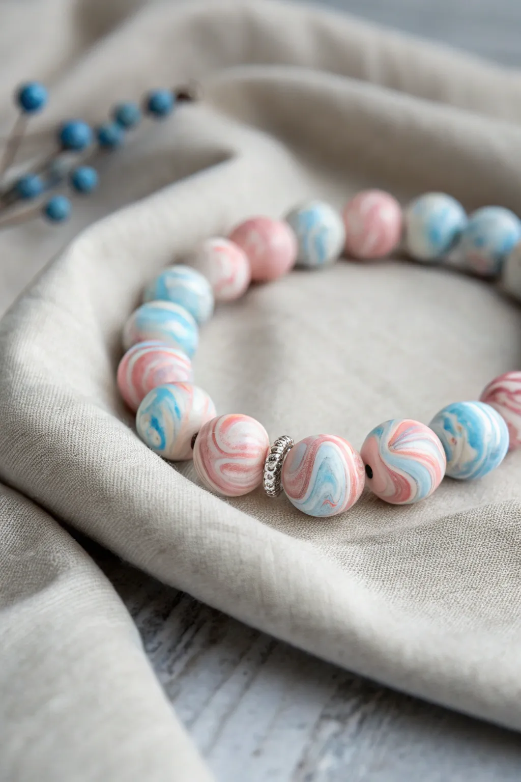 Embrace elegance with marbled clay bead bracelets – each one a unique masterpiece.