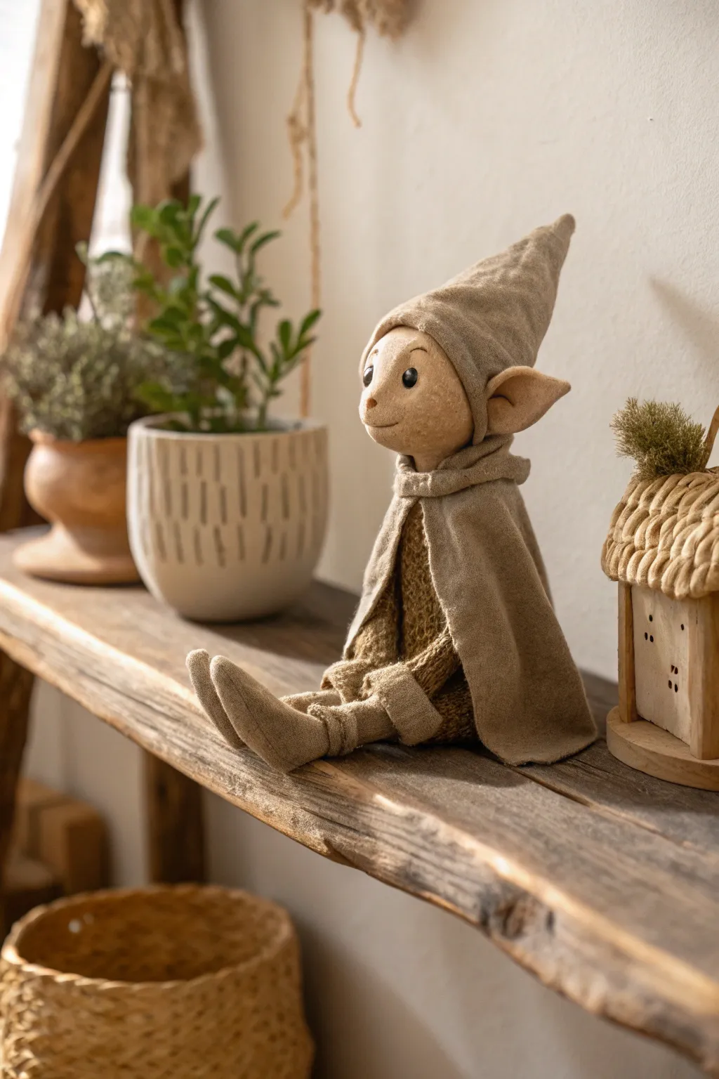 Discover the magic in the details with these charming clay house elves, perfect for adding a whimsical touch to your minimalist decor.