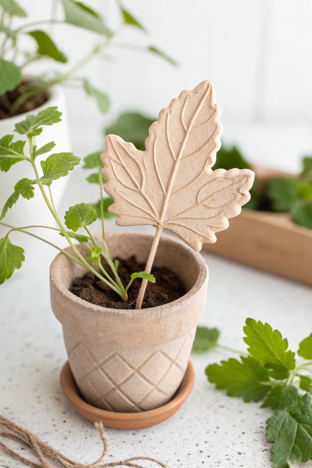 Elevate your herb garden with handcrafted clay markers for a touch of natural elegance.