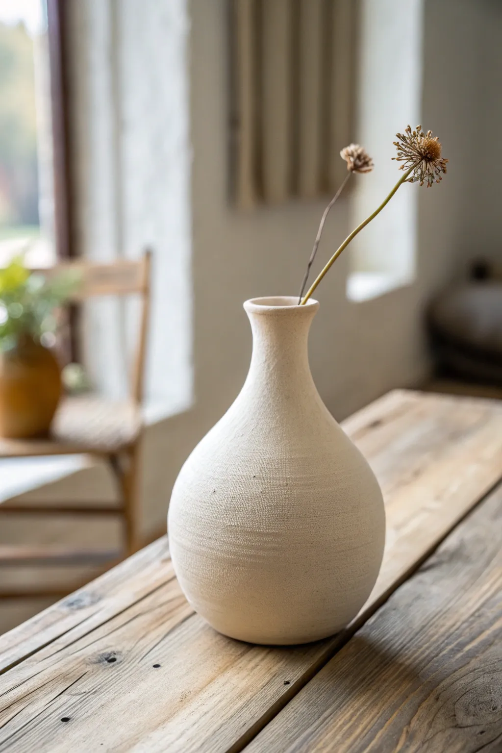 Elevate your space with the timeless elegance of a handcrafted clay vase.