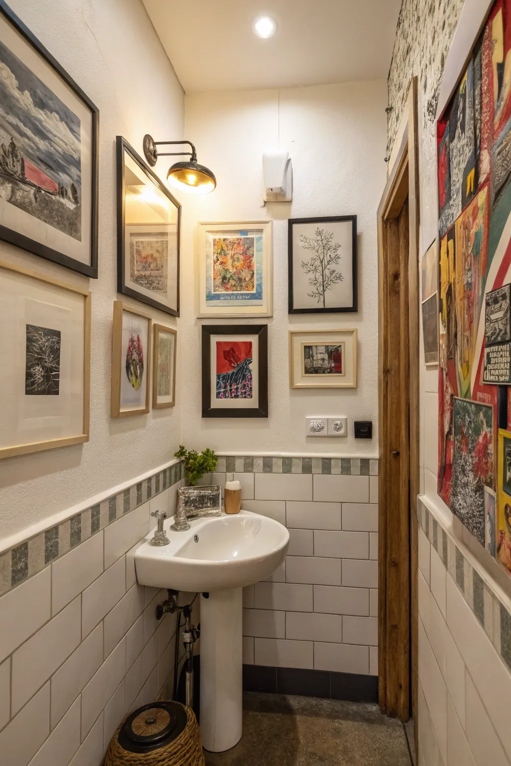 A gallery wall adds a personal touch to your cloakroom.