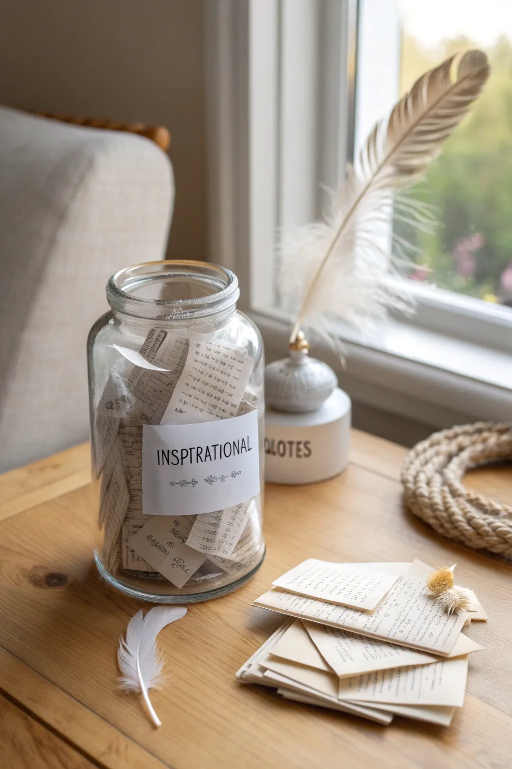Capture inspiration with every slip: A jar of wisdom and kindness.