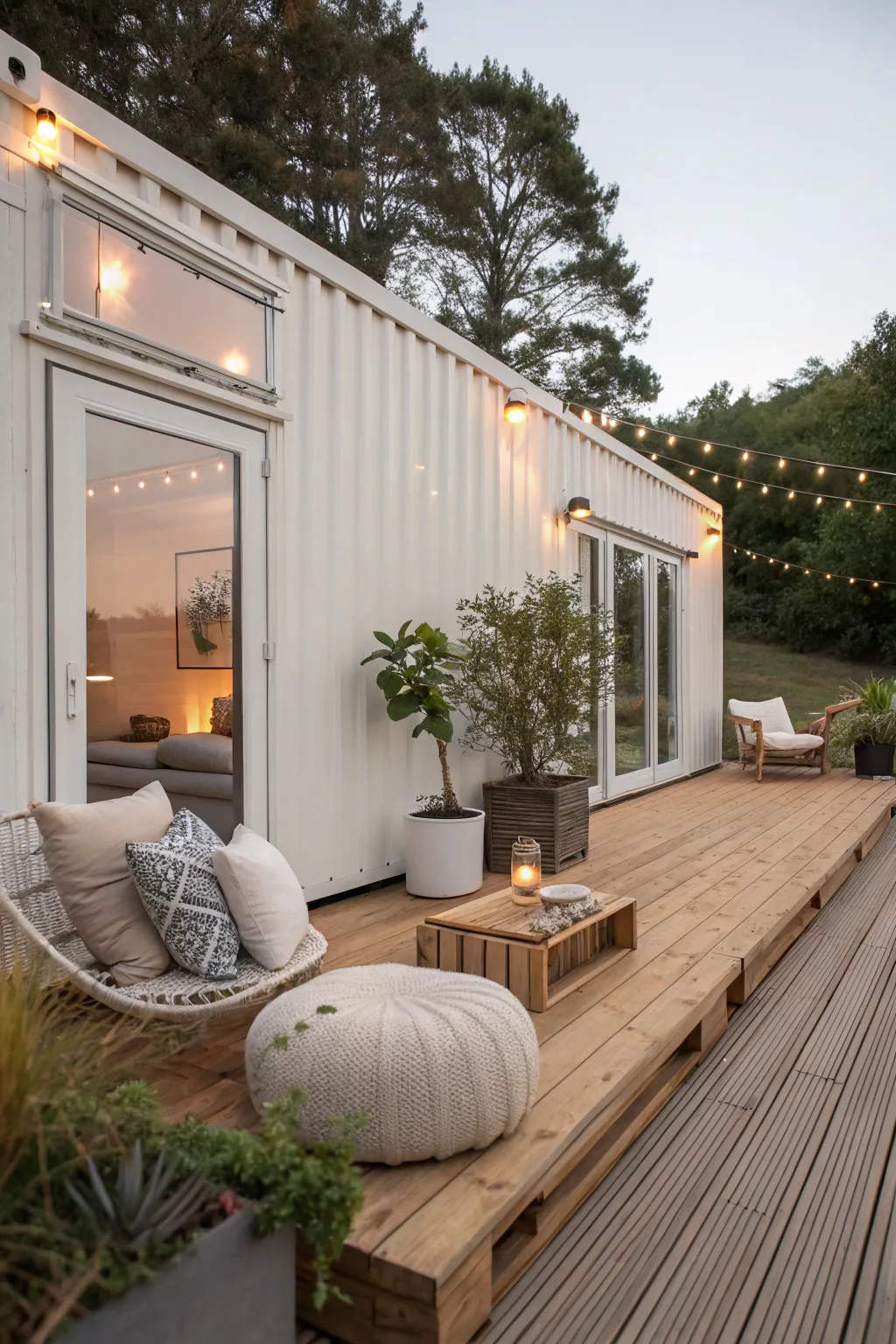 Elevate your workspace with a serene outdoor deck – where simplicity meets natural beauty.