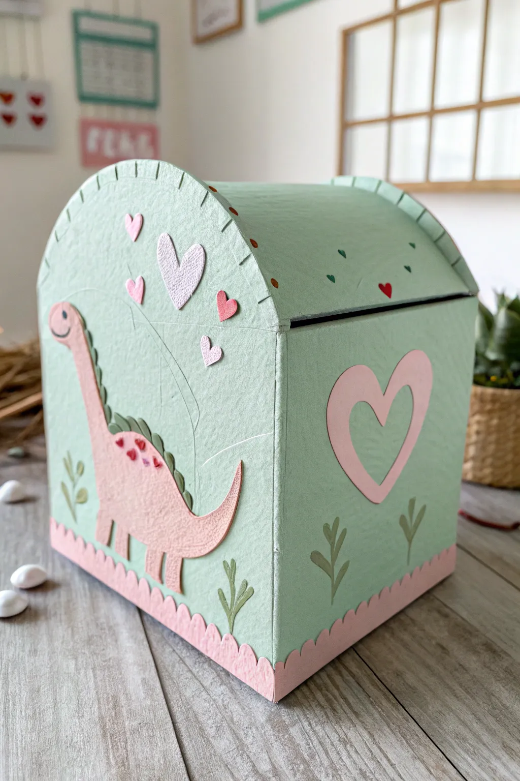 Roar into Valentine's Day with this charming dinosaur-themed box, where minimalist design meets natural beauty.