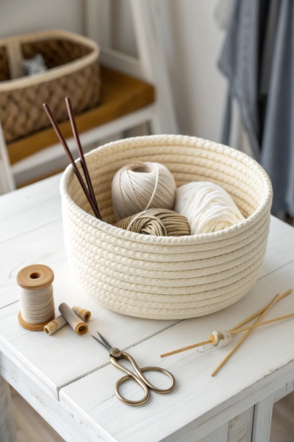 Embrace simplicity with a minimalist craft basket, your perfect companion for focused creativity.