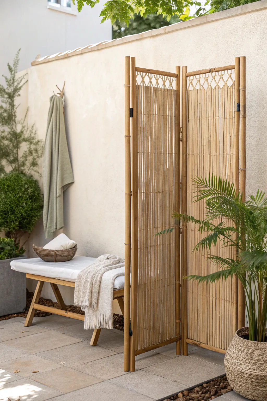 Transform your patio into a serene sanctuary with a chic bamboo privacy screen.