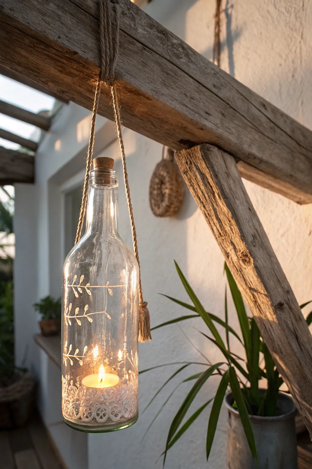 Transform your garden with the enchanting glow of handmade bottle lanterns. 🌿✨