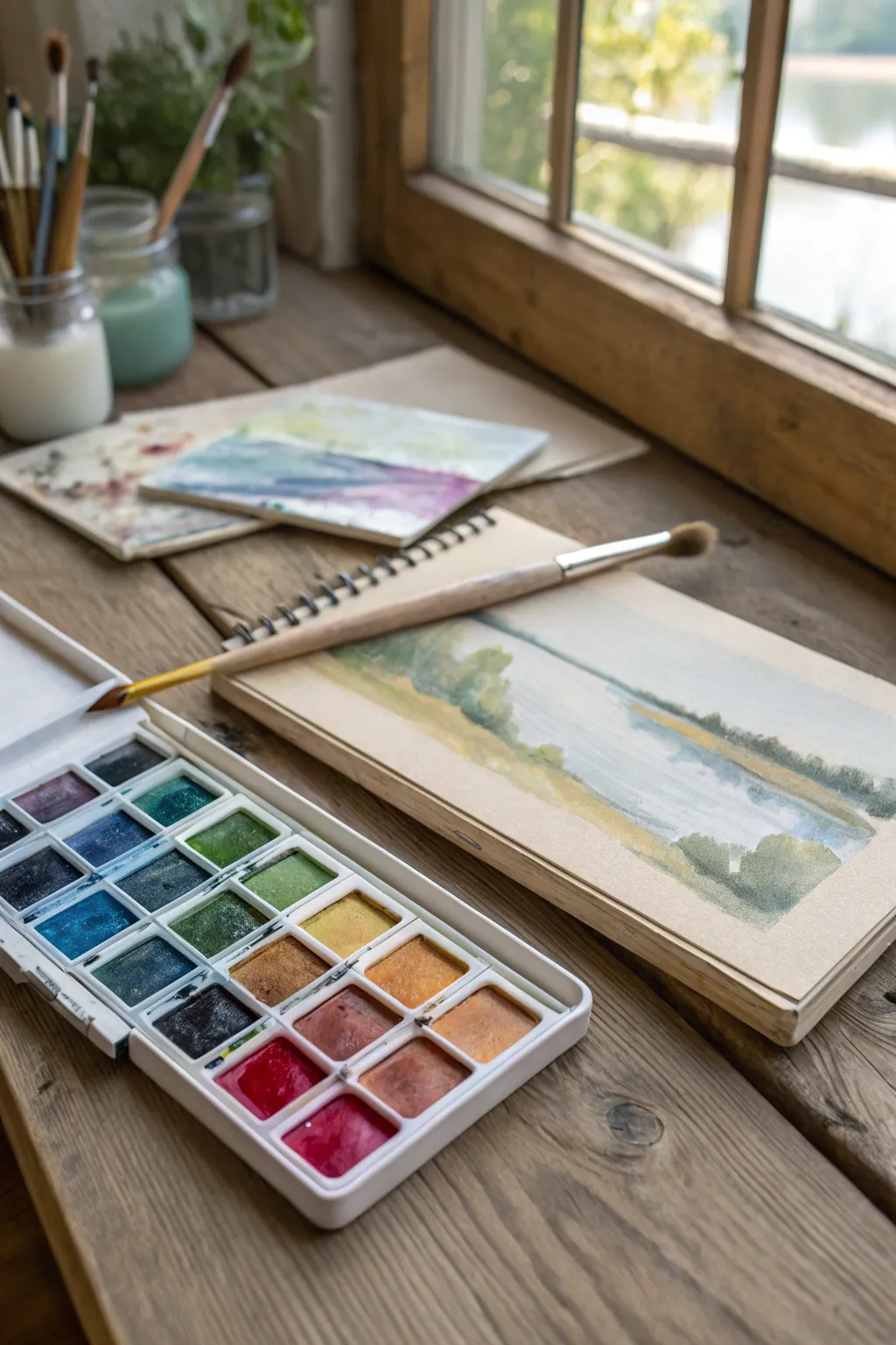 Unleash your creativity with this exquisite watercolor set—perfect for crafting serene landscapes or abstract masterpieces!