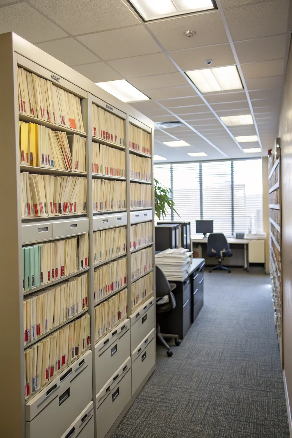 Keep documents organized with vertical filing systems.