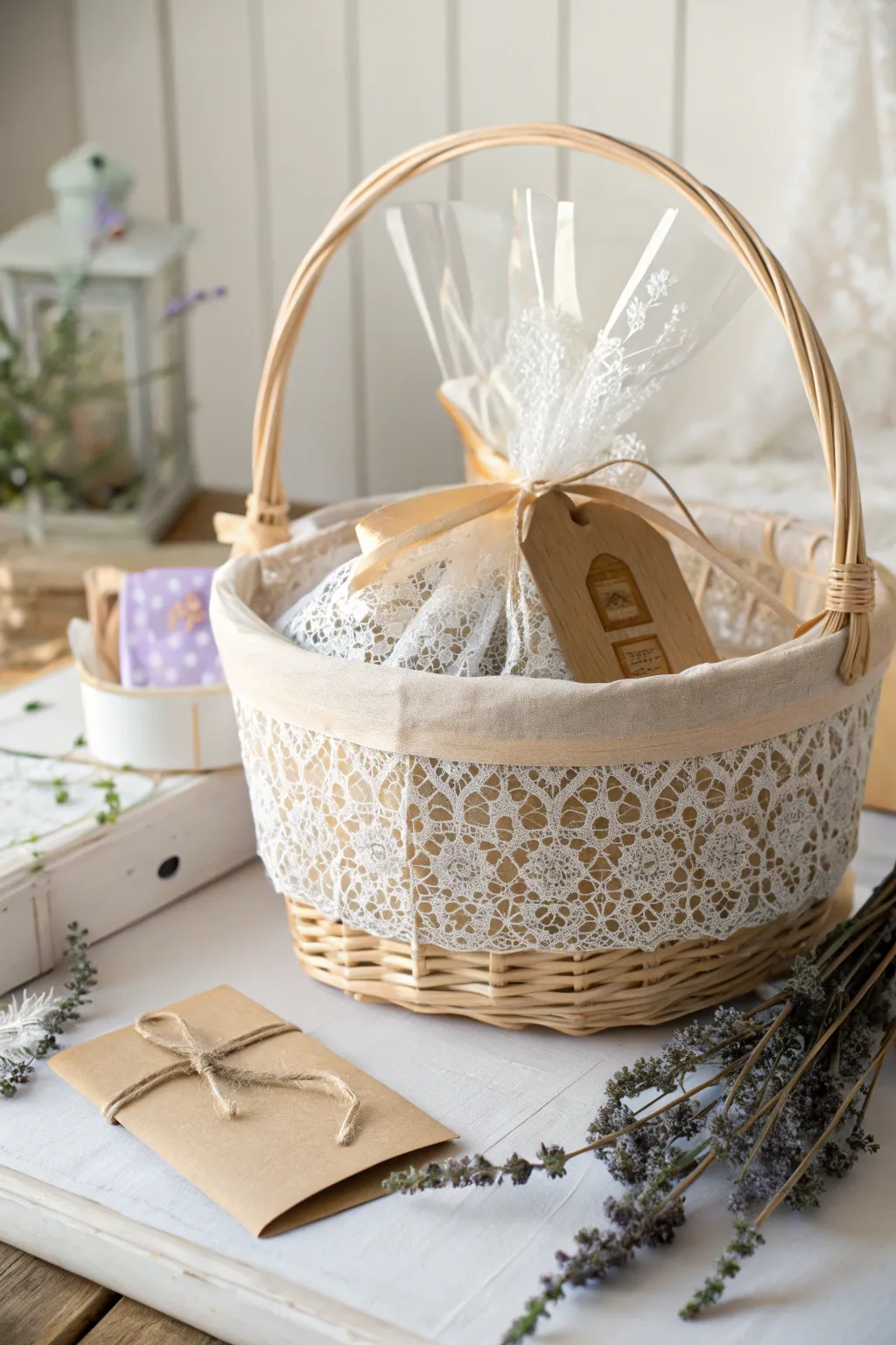 Elevate your gift-giving with a touch of vintage elegance—lace layers add romantic charm to any occasion.
