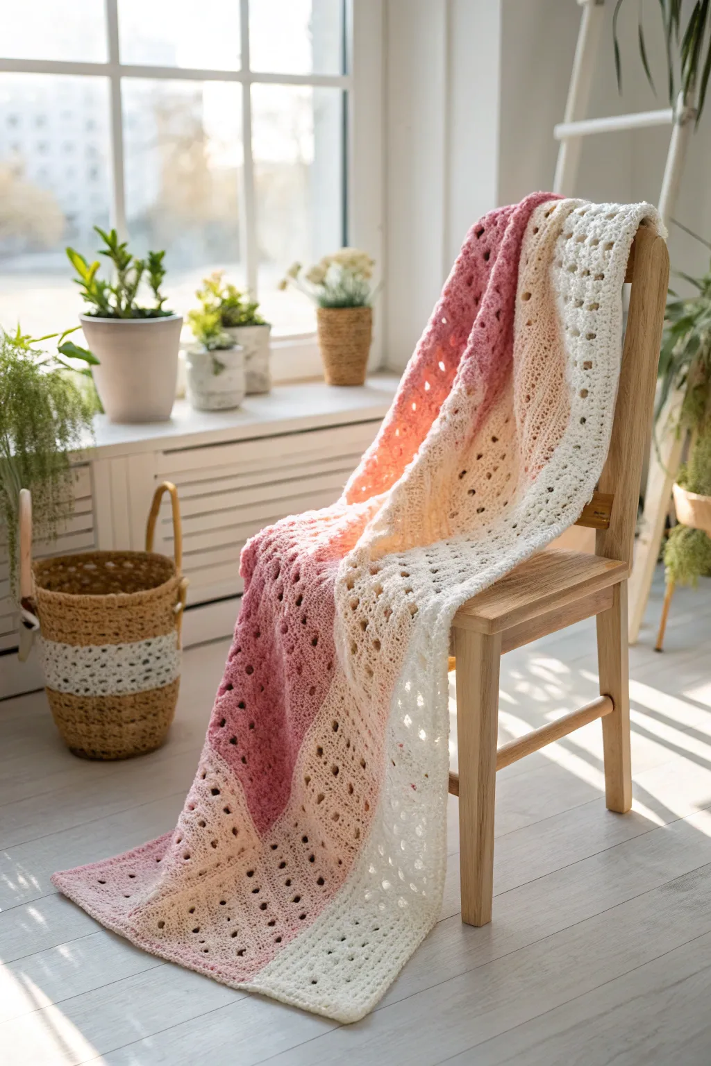 Elevate your nursery with the soothing elegance of gradient granny squares.