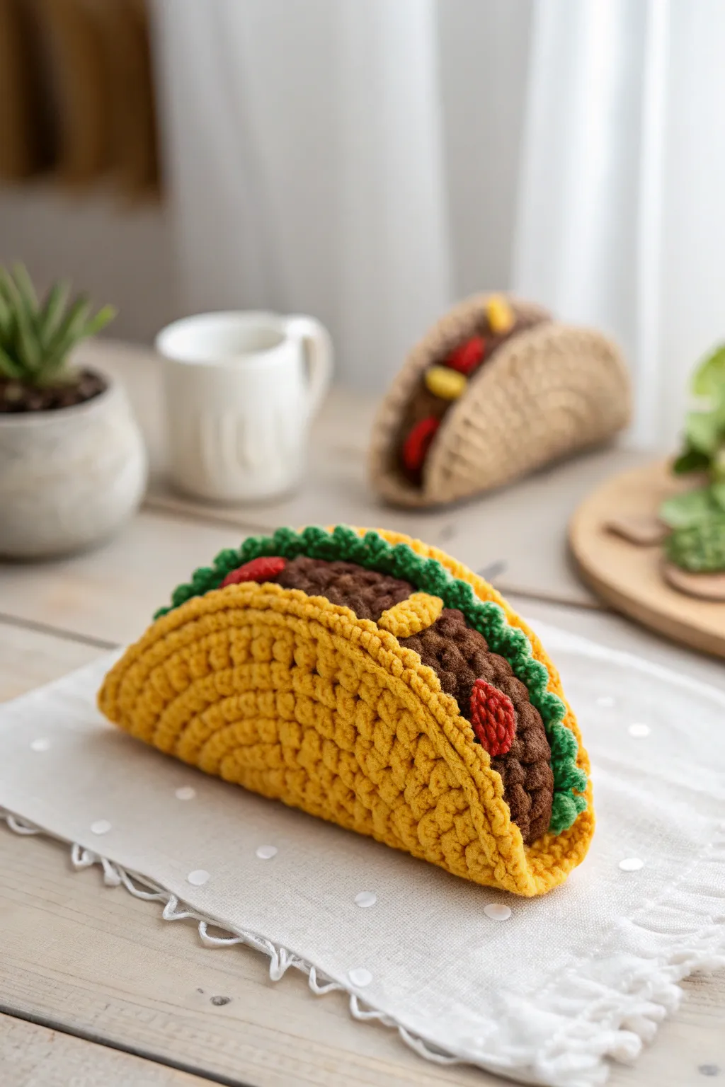 Spice up your space with these charming crochet tacos, the perfect blend of fun and artistry!