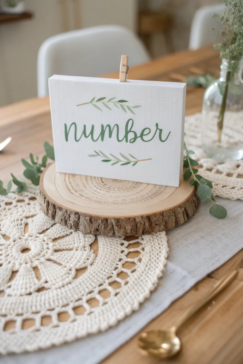 Elevate your wedding decor with elegant crochet table numbers, blending simplicity and natural beauty.