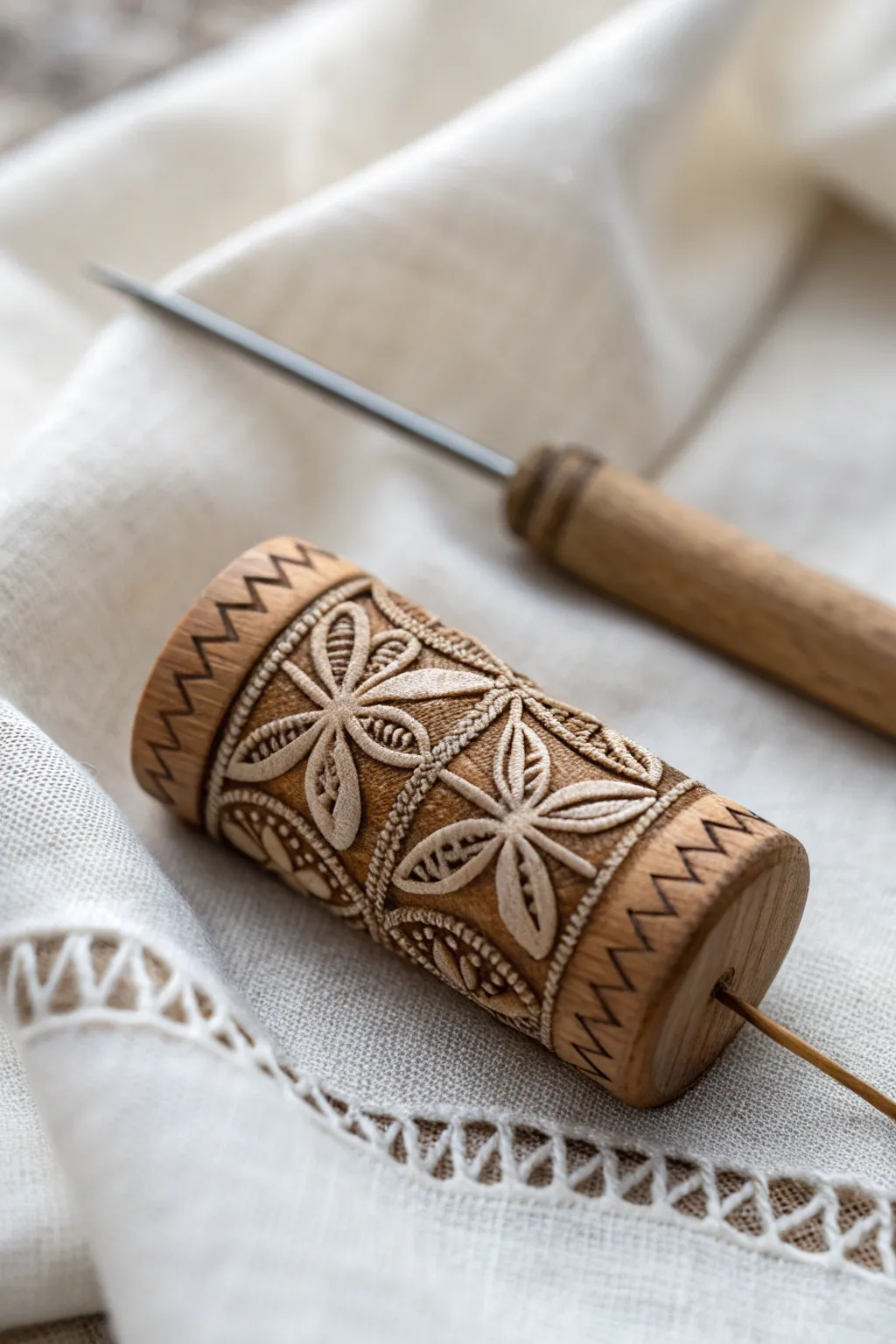 Elevate your crafting space with this artisanal needle minder, where simplicity meets elegance.