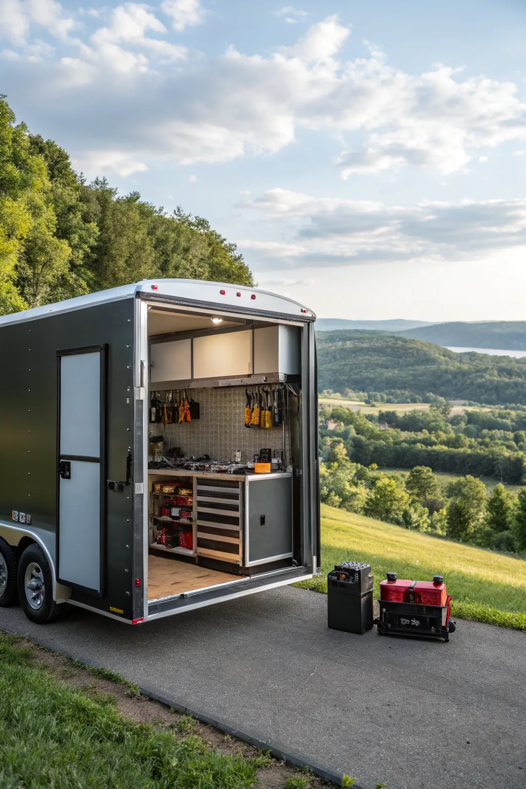 Unleash your creativity anywhere with this ultimate mobile workshop trailer. #WorkAnywhere #Craftsmanship