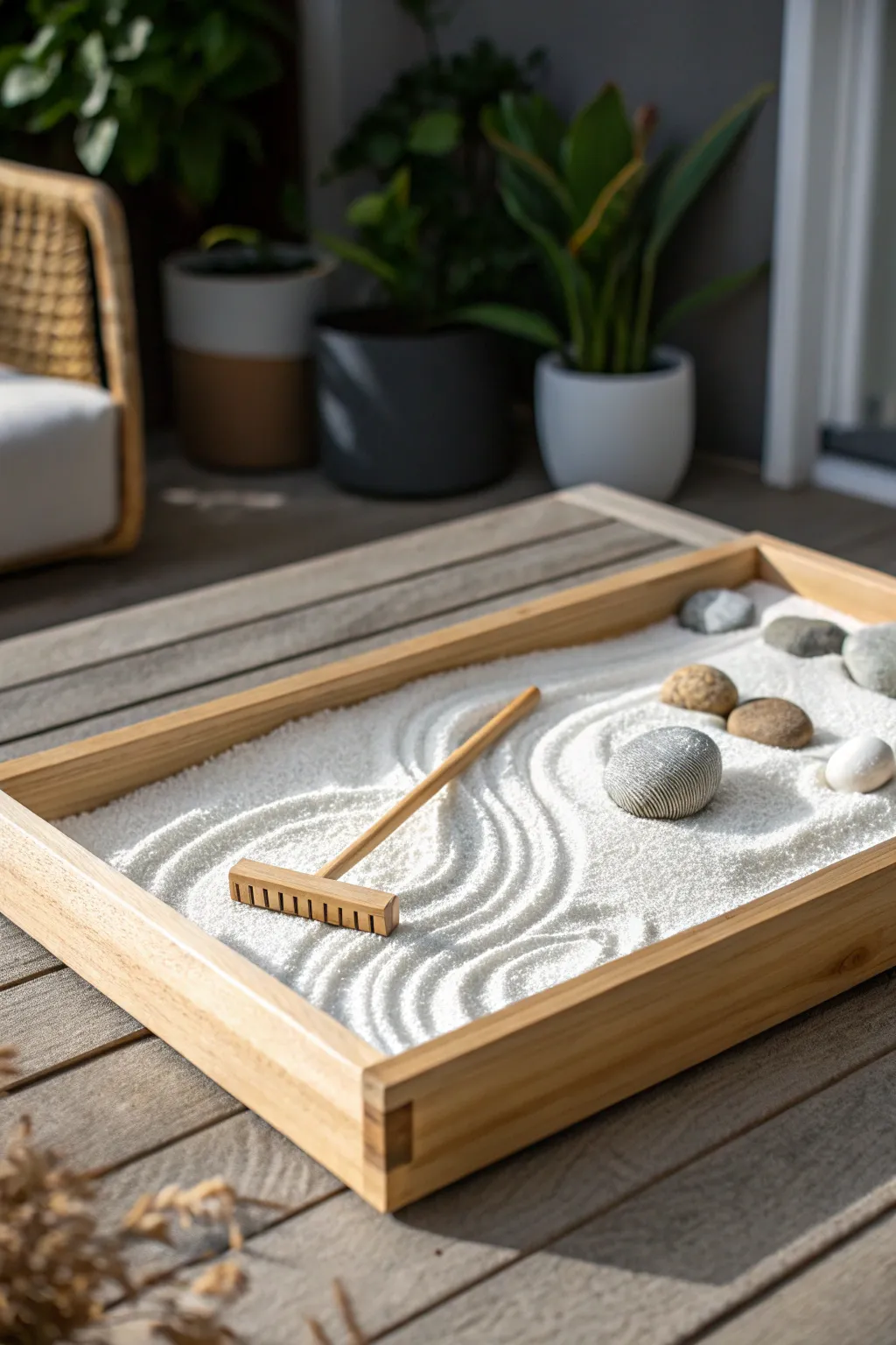 Find your inner calm with a beautifully crafted mini zen garden. Perfect for moments of mindfulness and serenity.