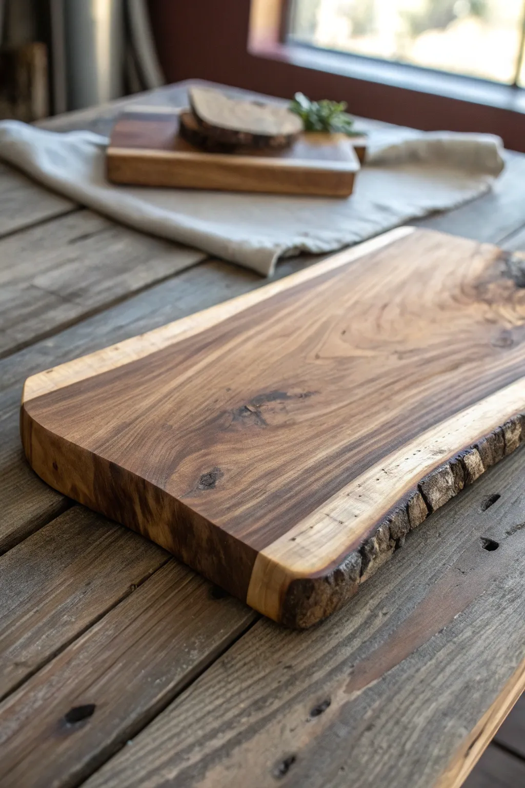 Embrace the art of nature with a live edge cutting board that tells its own story.
