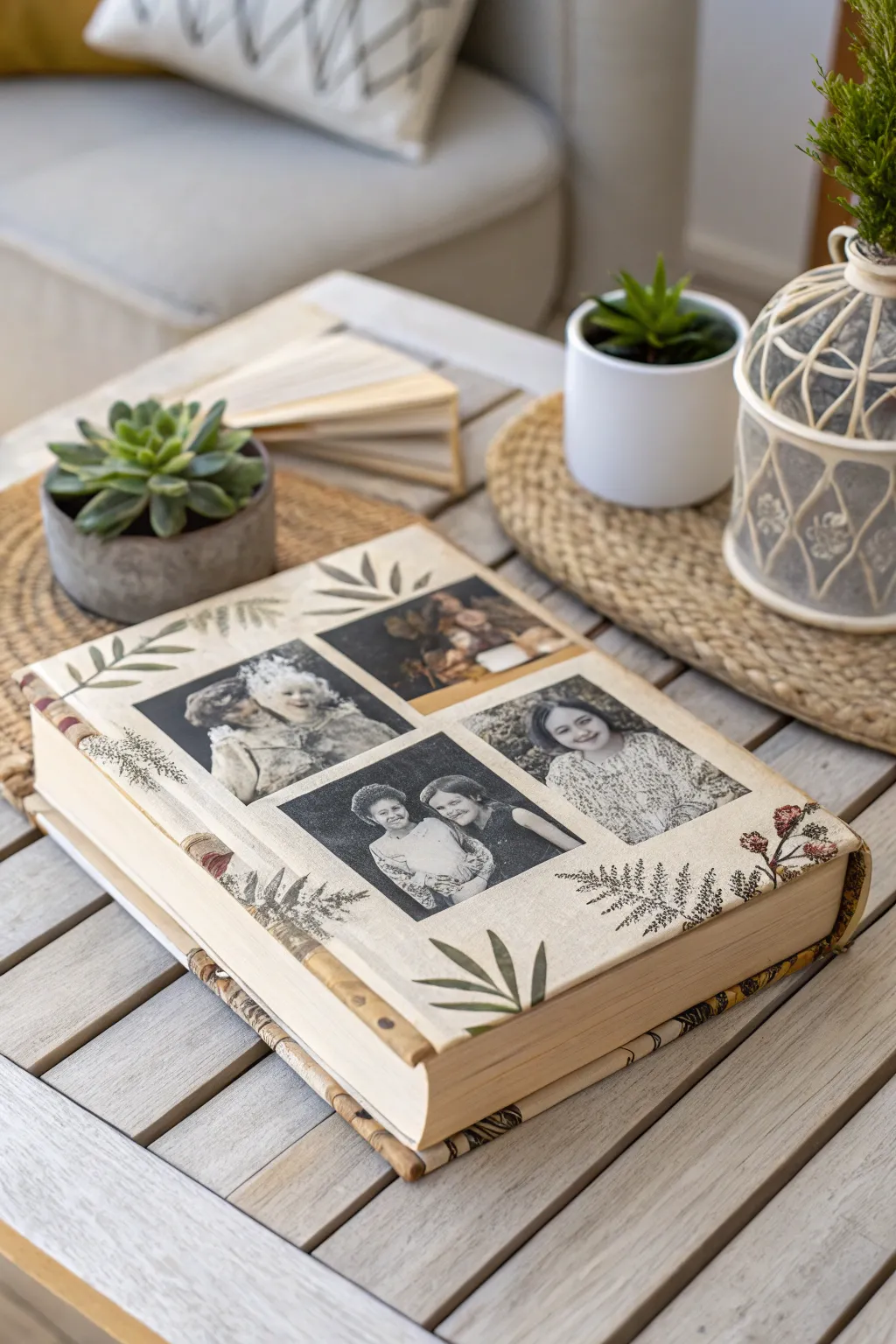 Transform memories into art: Upcycle your books with personal photo decoupage.