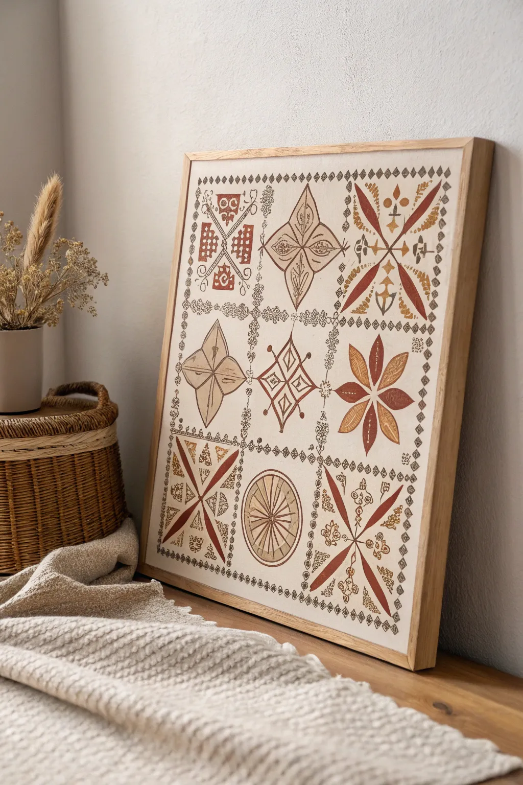 Embrace your roots with art: a minimalist canvas celebrating cultural heritage through Scandinavian patterns.