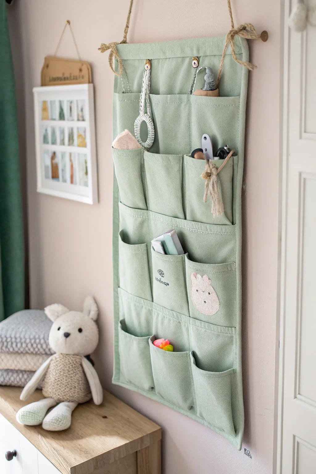 Transform a thrifted find into an enchanting nursery essential—this painted shoe organizer is perfect for stylish storage!