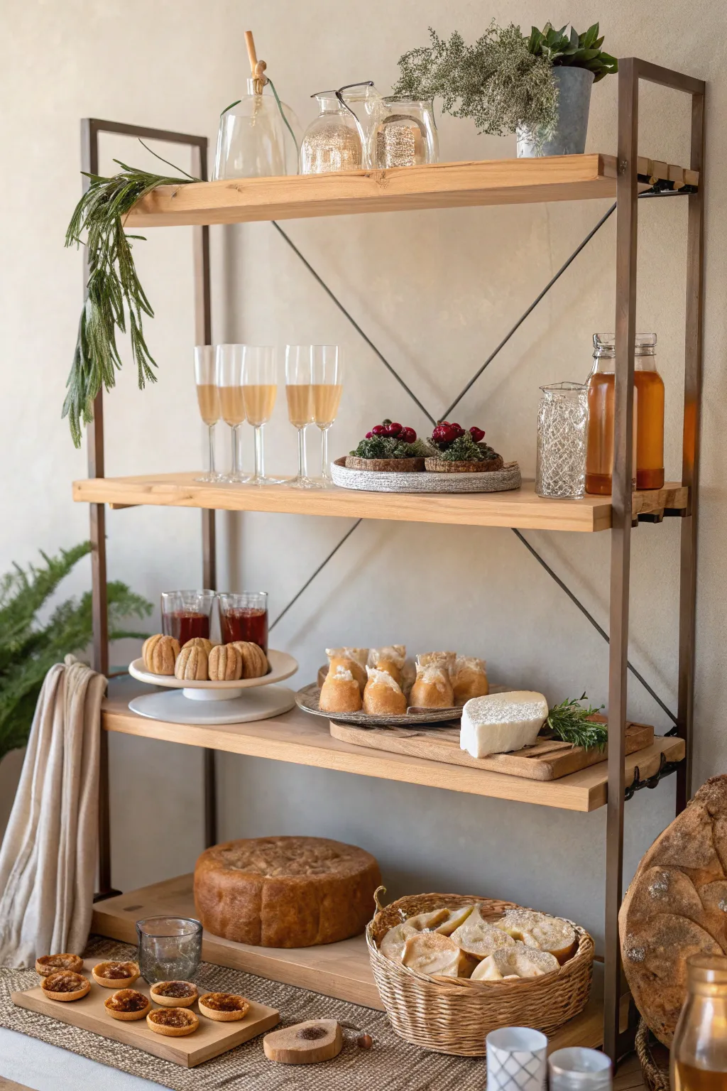 Elevate your entertaining game with a chic and simple party buffet setup, perfect for any festive occasion.