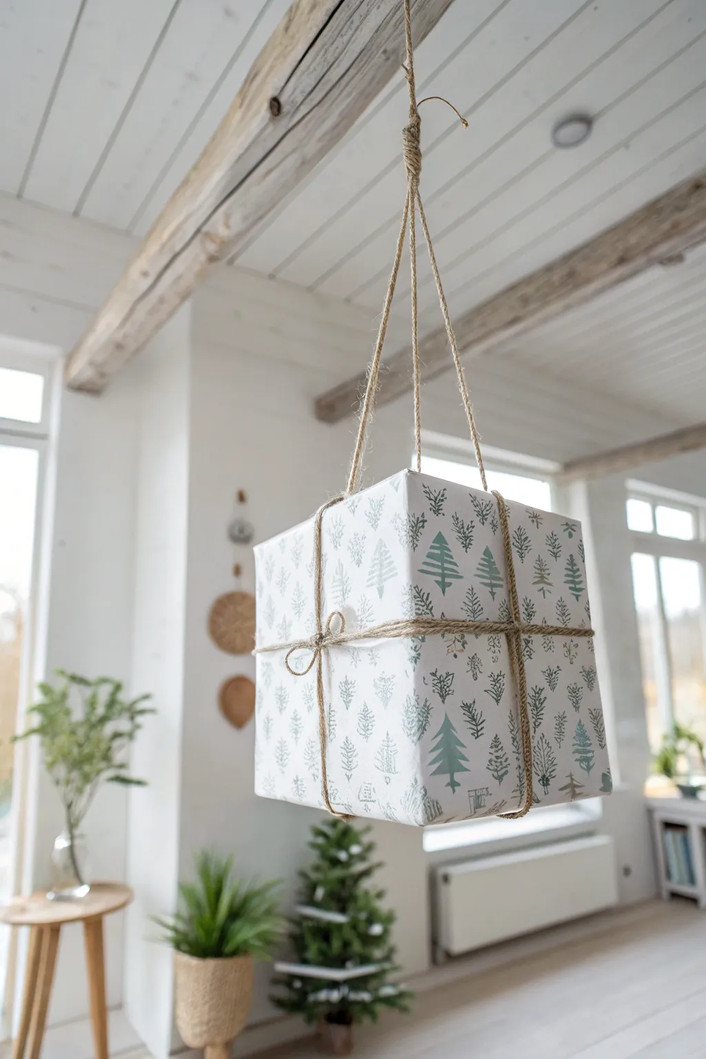 Elevate your holiday decor with Scandinavian-inspired hanging gift boxes.