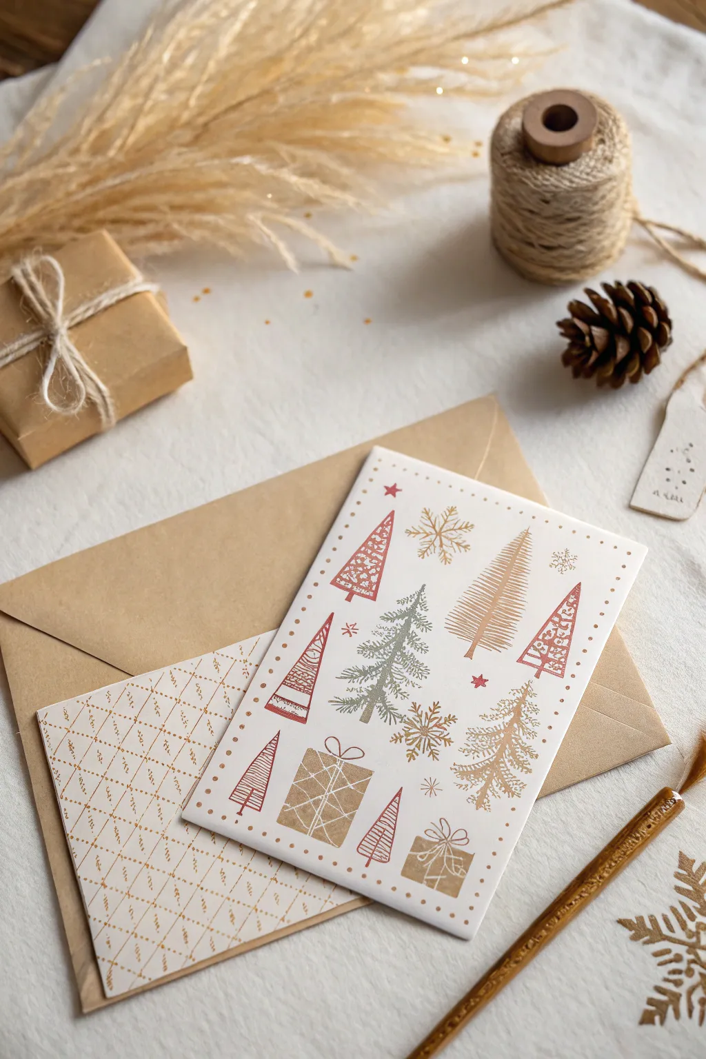 Embrace the beauty of simplicity with custom-stamped Christmas cards. Perfect for crafting in style!