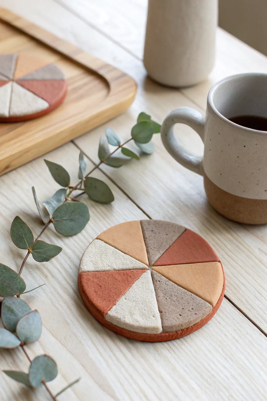 Transform your clay scraps into a stunning patchwork coaster—where simplicity meets artistry.