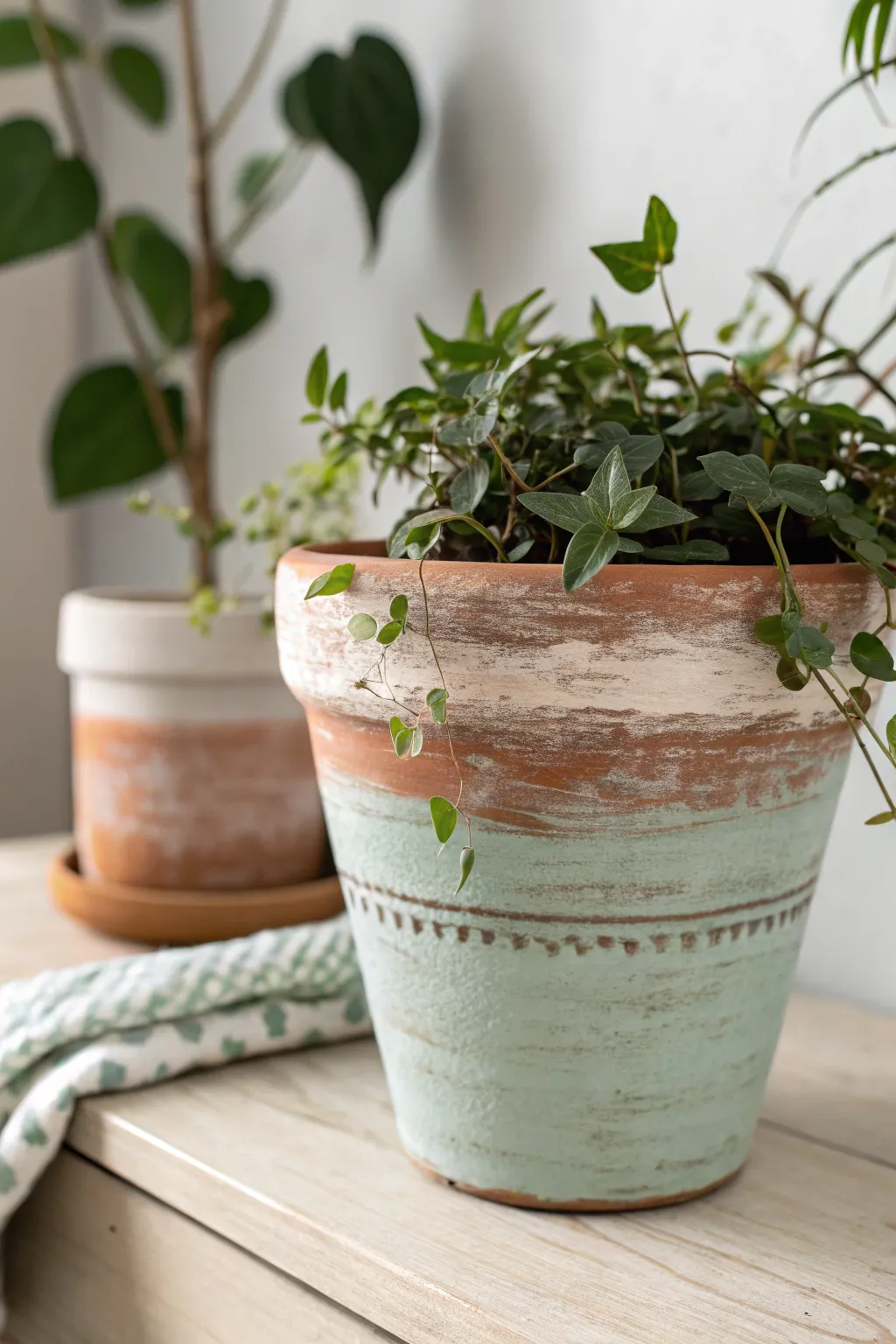 Embrace rustic elegance with earthy-toned DIY clay pots, perfect for showcasing your favorite greenery. 🌿 #ScandiBoho #DIYDecor