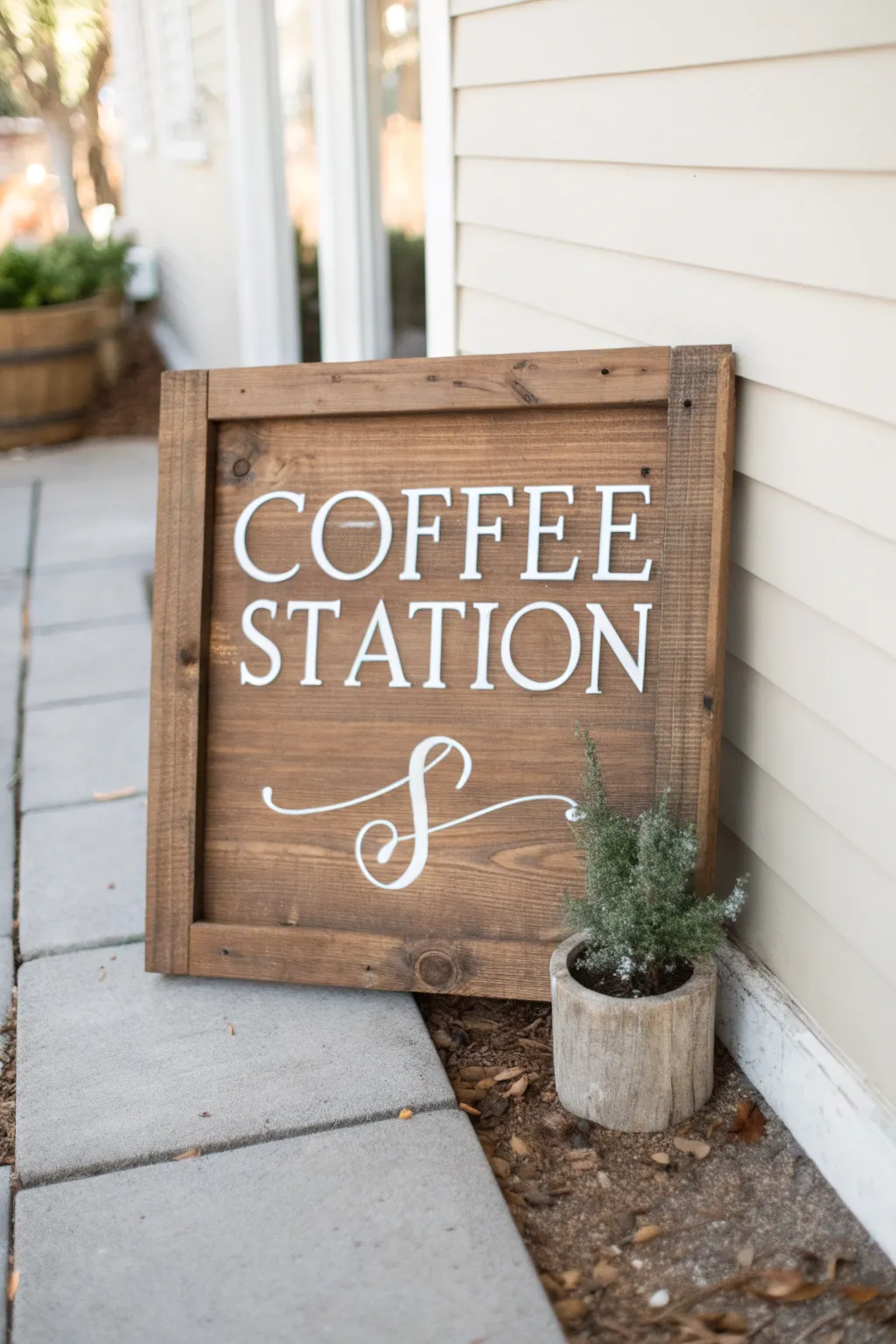 Add a cozy touch to your coffee nook with a handcrafted sign that whispers elegance and warmth!