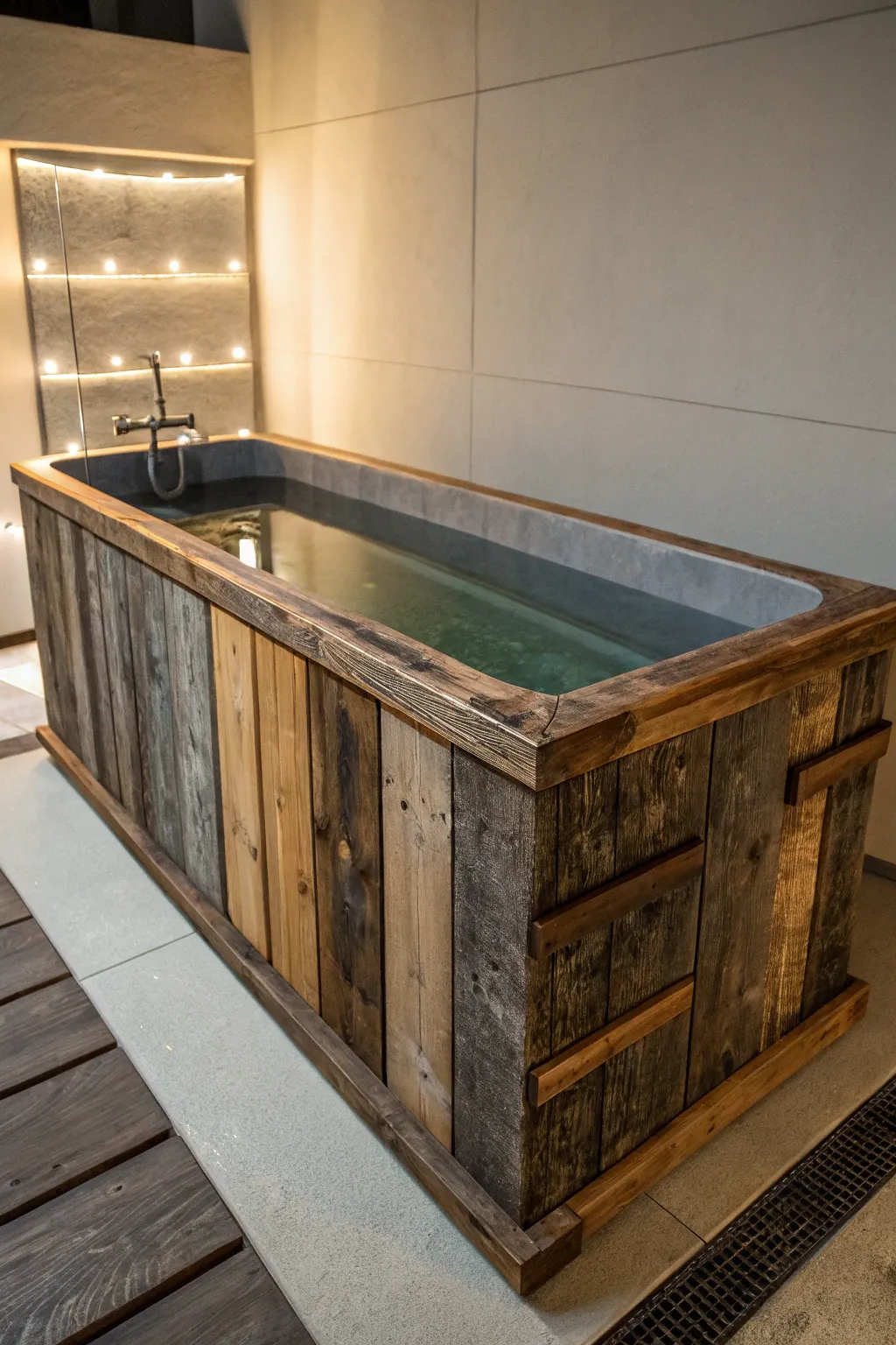 Transform your space with a rustic pallet wood cold plunge—where sustainability meets style.
