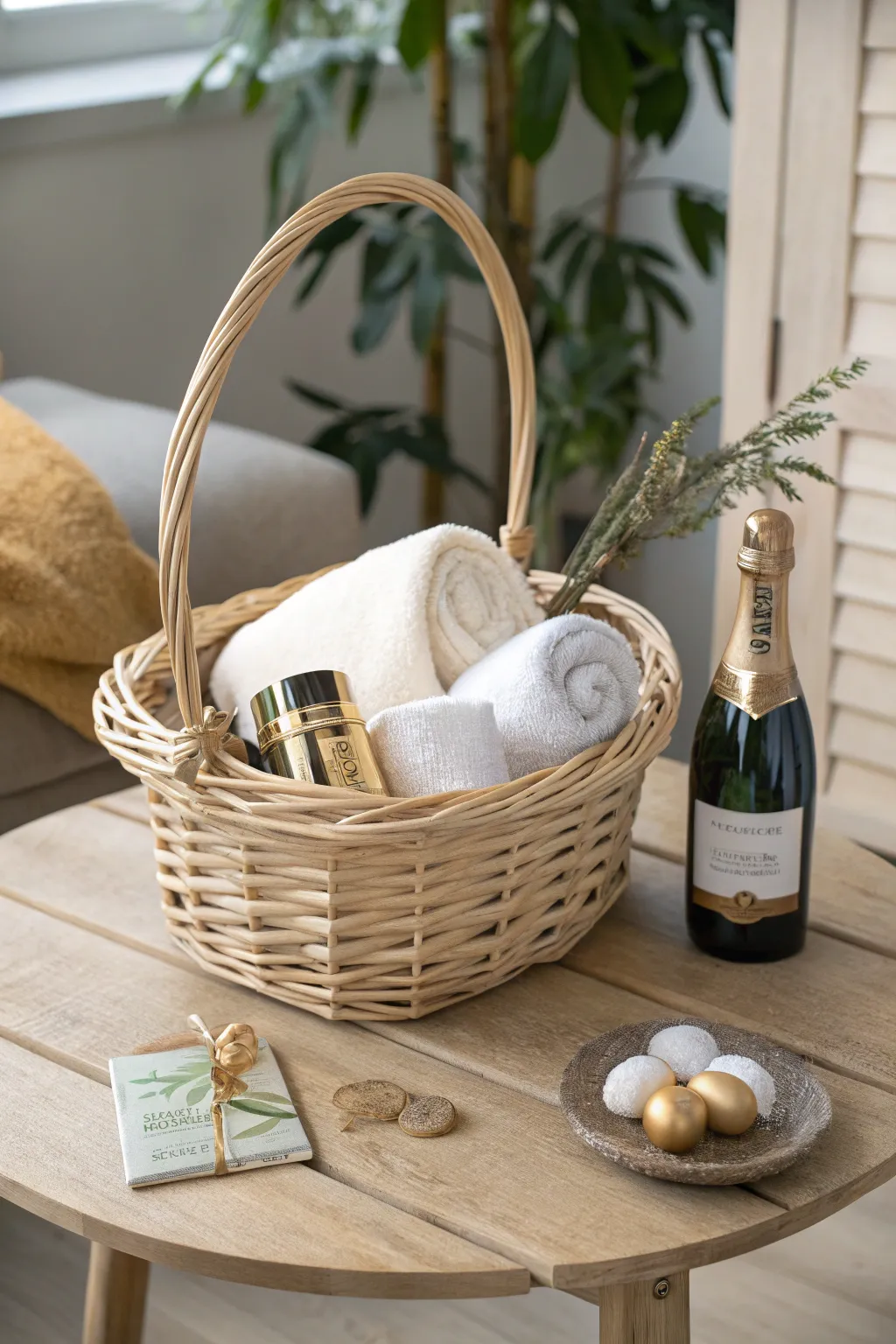 Indulge in a night of luxury and comfort with this beautifully curated Easter basket. #ScandinavianElegance #MinimalistLuxury