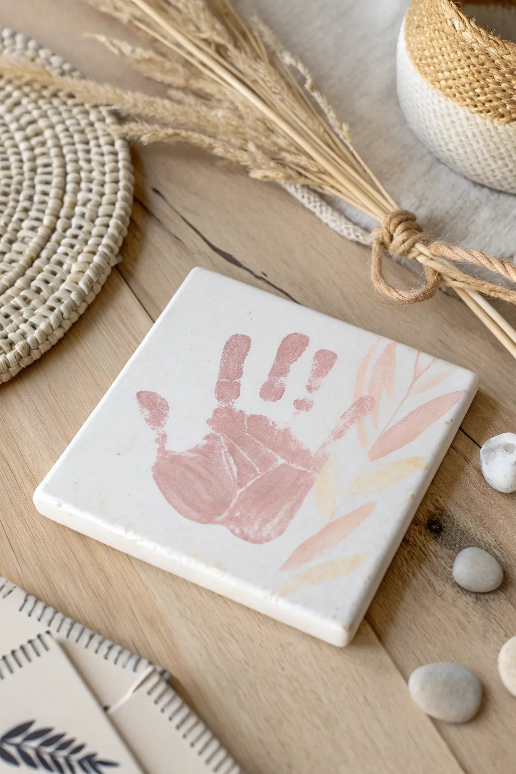 Craft a heartfelt gift: DIY handprint coasters that blend simplicity and warmth.