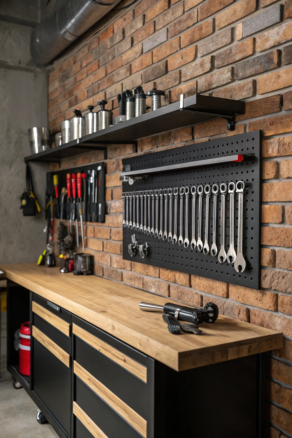 Elevate your garage workshop with magnetic strips – the stylish solution for organized tools at your fingertips.