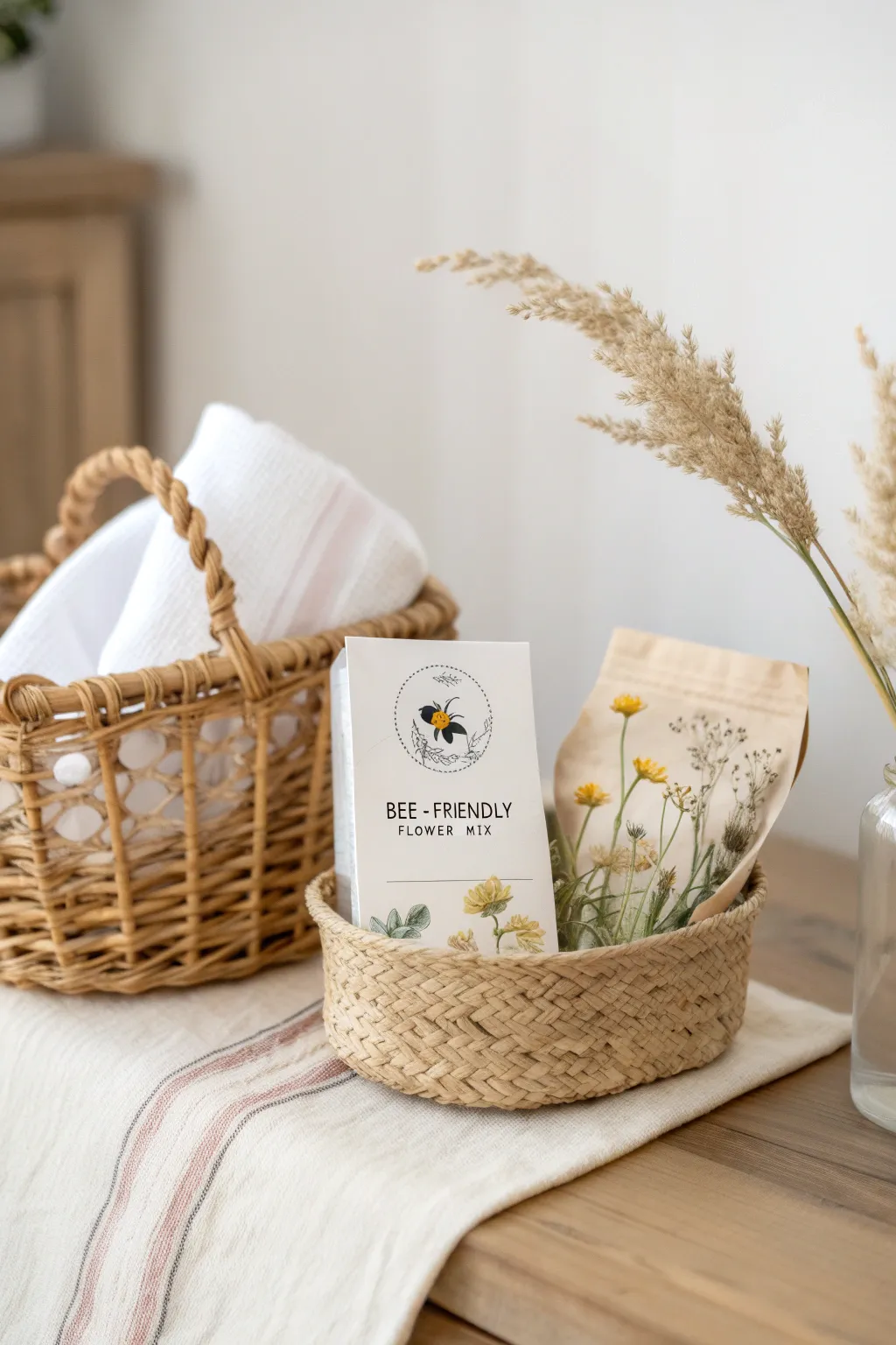 Nurture nature with a touch of elegance: Bee-Friendly Flower Mix for the perfect DIY gardening gift basket.