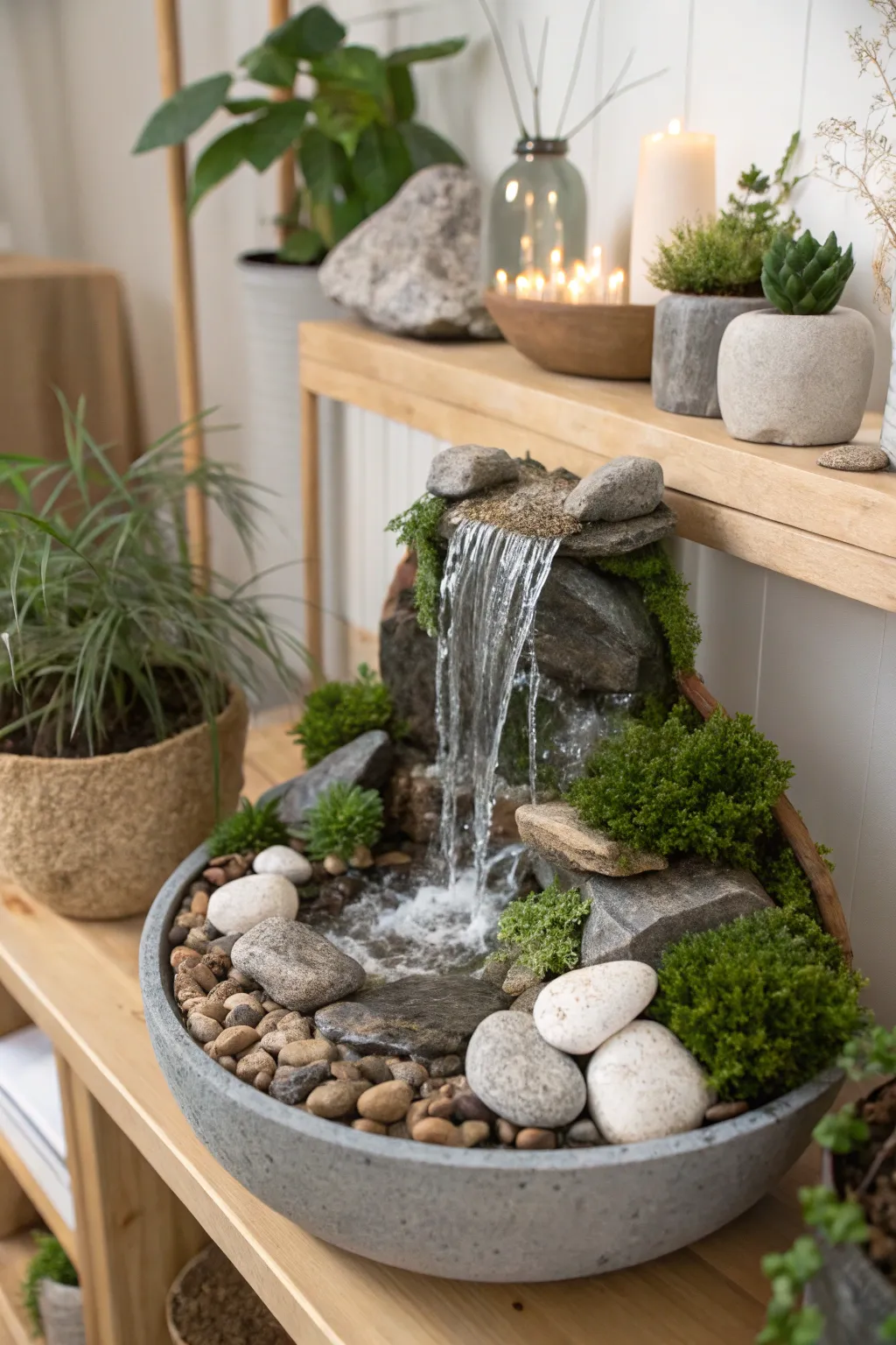 Bring a touch of whimsical tranquility to your space with a DIY miniature waterfall, perfect for your indoor fairy garden.